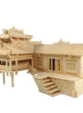 立体拼图房子仿真木头建筑模型