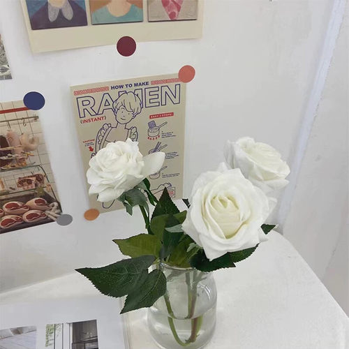 ins 仿真玫瑰花绒布玫瑰花束干花假花家居装饰花客厅餐厅婚庆摆件