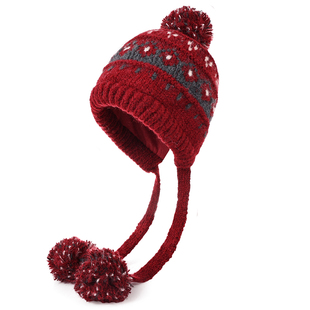 儿童冬季帽子女童加厚羊毛护耳帽中大童针织毛线帽保暖防寒套头帽