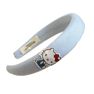 HelloKitty红蓝格纹宽边海绵头箍女甜美布艺高颅顶发箍洗脸压发卡