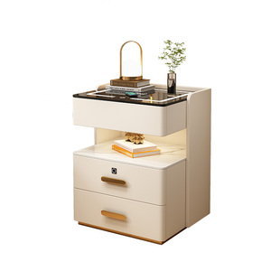智能床头柜实木多功能现代简约家用小户型轻奢三抽储物落地床边柜