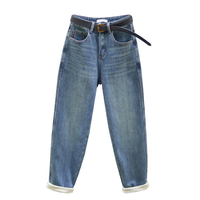 哈伦牛仔裤2025秋冬加绒萝卜裤子