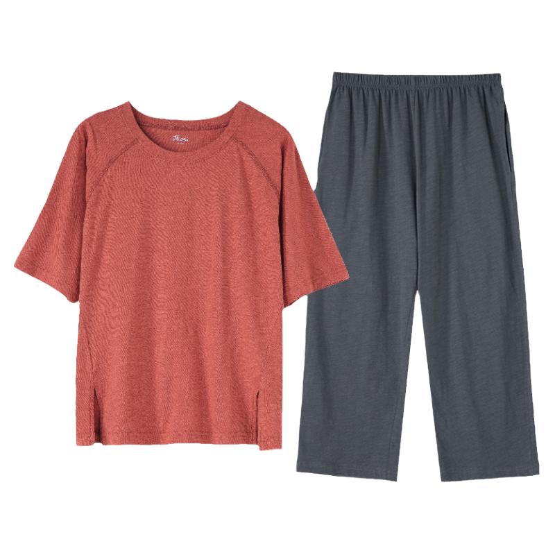 顶瓜瓜女纯棉短袖七分裤家居服