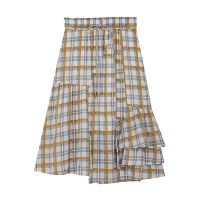 复古松紧腰半身裙MSLAN不规则