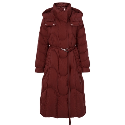 马天奴安可拉红连帽长款羽绒服