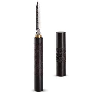 茶道茶刀纯手工茶针黑檀实木大马士革花纹钢普洱茶刀茶具配件零配