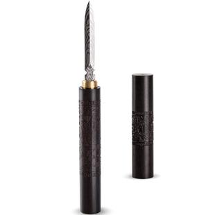 茶道茶刀纯手工茶针黑檀实木大马士革花纹钢普洱茶刀茶具配件零配