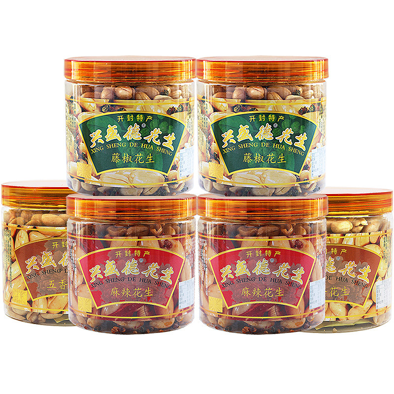 新日期兴盛德麻辣花生米325g*6罐装藤椒孜然五香开封特产