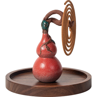 陶瓷小葫芦挂香盘香炉家用室内福禄点香器禅意茶室茶桌香薰炉摆件