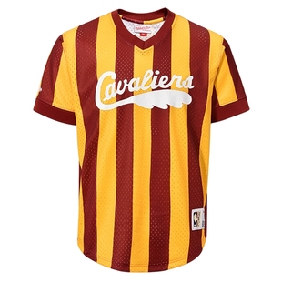 Mitchell&ness中性MN-撞色V领网眼T恤-克利夫兰骑士队