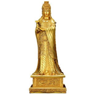 欧斯特全鎏金《妈祖》精工铜雕花《天后》家用《天妃》铜像摆件