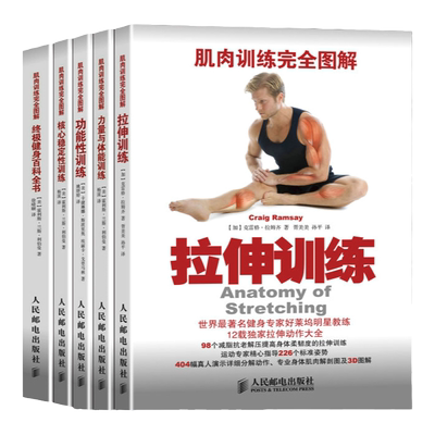 健身训练书肌肉训练完全图解5本 拉伸训练核心稳定性功能性训练力量与体能训练终极健身百科全书 运动损伤修复无器械健身教练书籍