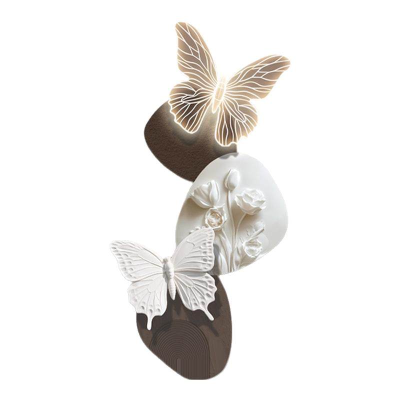 入户玄关装饰画轻奢高级感走廊过道挂画法式立体感蝴蝶壁画正对门