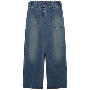 【WMWM】蕾虎设计感潮流通勤时尚气质简约高级腰带扣直筒牛仔裤女