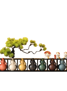 招财福禄七彩葫芦花瓶摆件