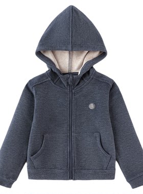 babylove宝宝外套秋季外穿保暖连帽卫衣儿童外出拉绒休闲百搭上衣