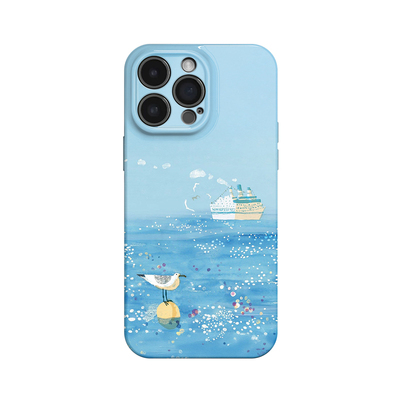 海鸥与游轮~清新治愈适用iPhone16/15promax手机壳新款华为pura70苹果13小米14艺术畅享70vivoS19软iqooneo10