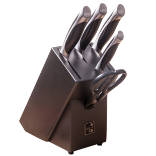 张小泉启航刀具六件套5铬钼钒钢切片刀不锈钢厨房剪全套组合套装