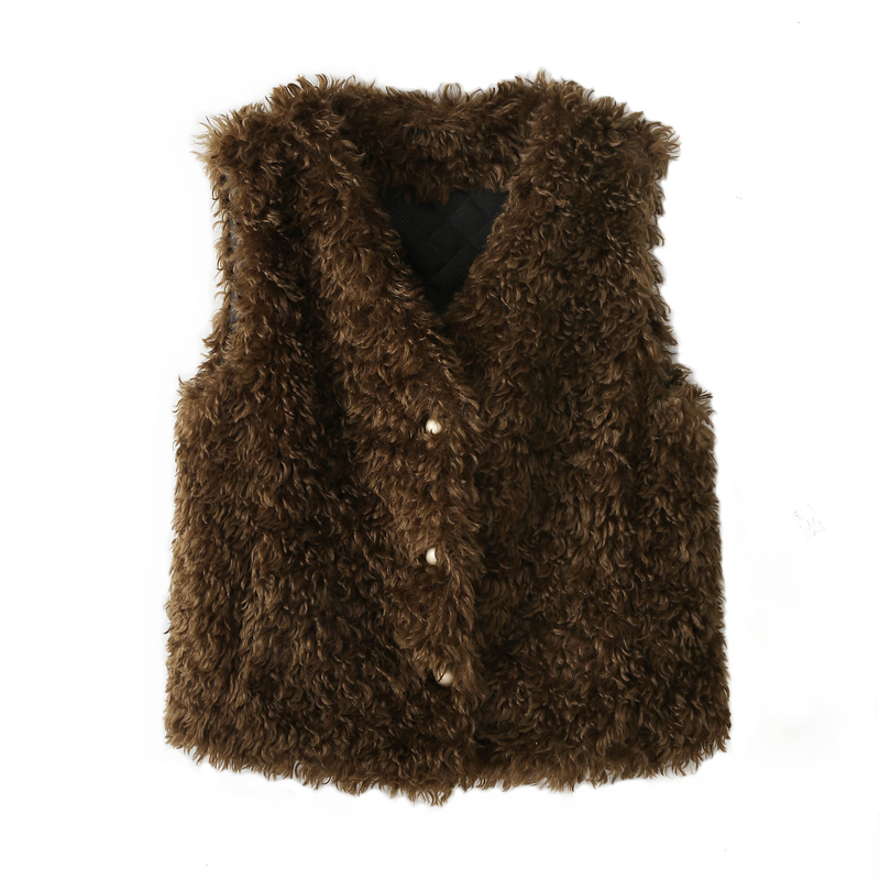 时尚羊羔圈圈毛皮草马甲外套女冬季皮毛一体叠穿夹棉保暖坎肩马夹