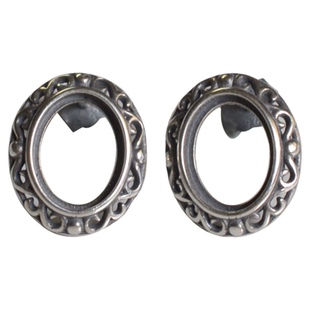 燕子家欧式捷克捕鱼岛风格复古纯银耳钉托925银7*9耳饰耳环空托