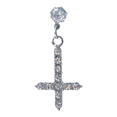 GangGang轻奢锆石倒逆十字架耳钉