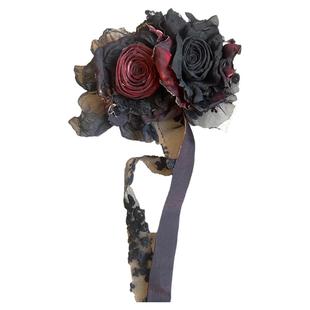TeNg原创暗黑哥特lolita大花朵双花胸针/发夹 烧毁感手作干枯玫瑰