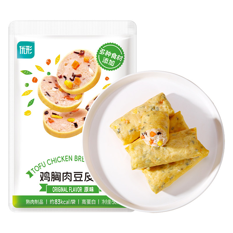 优形豆皮鸡肉卷即食代餐饱腹高蛋白健身鸡肉零食充饥早餐豆皮肉卷实拍图 商品