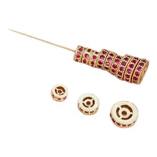 保色配件14K包金镶嵌彩锆车轮隔片隔珠散珠垫片手工DIY饰品材料