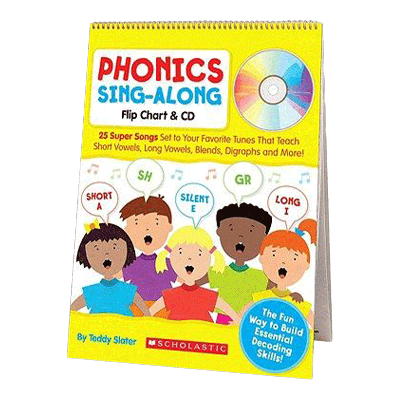 英文原版 Phonics Sing-Along Flip Chart 学乐自然拼读跟唱学习活动挂图 英文版 进口英语原版书籍