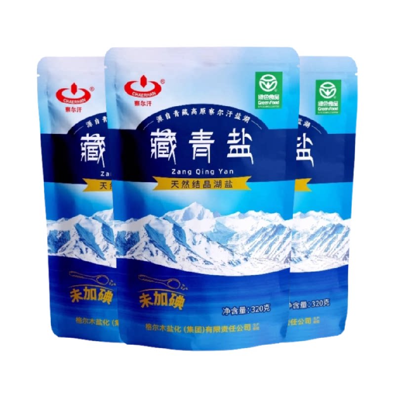 察尔汗青海藏青盐320g*3包天然结晶湖盐物理工艺无碘食用盐泡菜