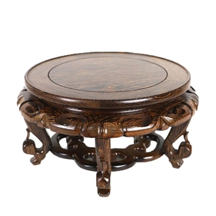 红木圆形花架花几鱼缸底座实木花瓶摆件奇石底座佛像瓷器画缸架子