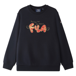 FILA斐乐童装儿童红色套头卫衣2026年春季新款男童女童上衣春秋款