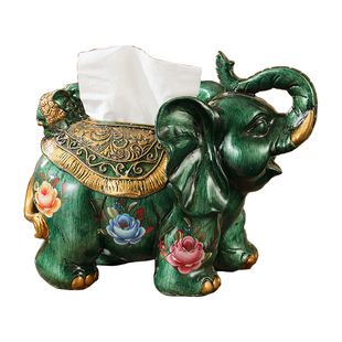 欧式奢华大象纸巾盒摆件母子象礼品抽纸盒奢华客厅创意装饰品摆件