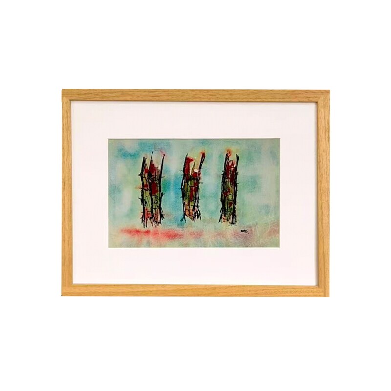 墨研·北欧装饰画抽象水彩艺术画浅木框客厅卧室民宿咖啡馆装饰