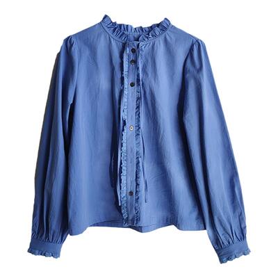 法式复古长袖单排扣衬衫