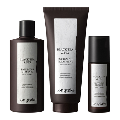 longtake落日茶歇蓬松柔顺香氛持久洗发水发膜护发精油洗护3件套
