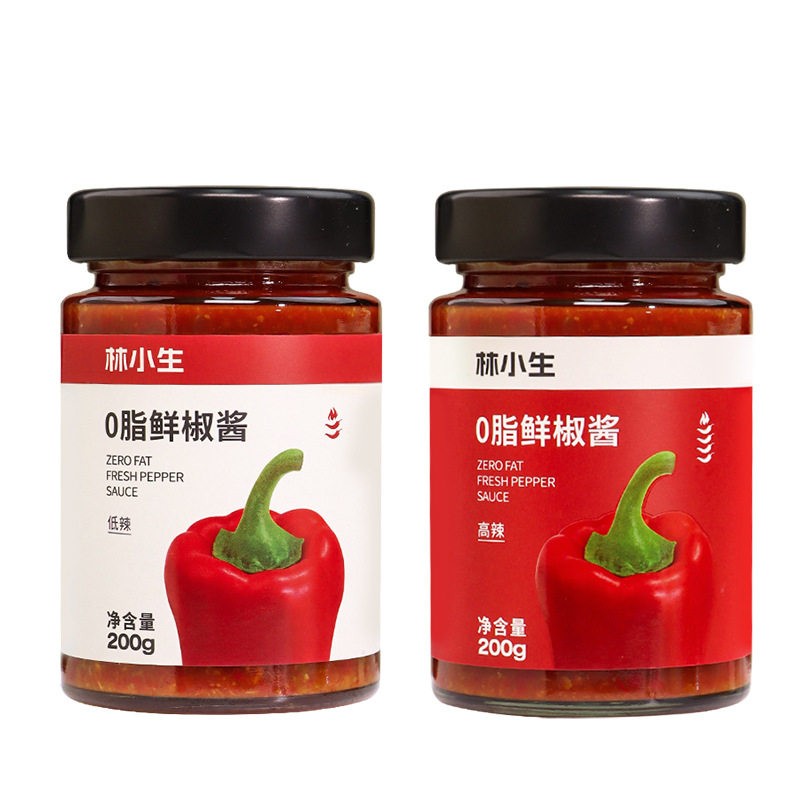 林小生0脂鲜椒酱200g蒜蓉辣椒酱拌饭拌面酱调味酱轻食健康辣酱