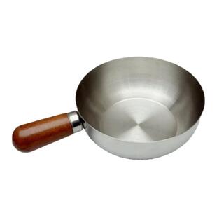 不锈钢胡桃木手柄平底锅宝宝辅食锅热油锅食品级多功能汤锅炒菜锅