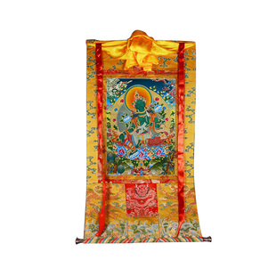 藏村 绿度母挂件唐卡装饰画 尼泊尔棉布装裱中式禅房印刷唐卡挂画