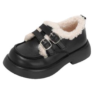 舞玛女童真皮短靴子2025新款小宝宝秋冬季加绒冬款女孩软底二棉鞋