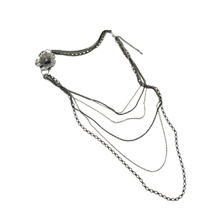 atmshop欧美做旧高级金属大花朵多层链条长项链复古时髦辣妹腰链