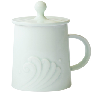 山水办公盖杯景德镇手工雕刻陶瓷马克杯高颜值文创礼品杯情侣对杯