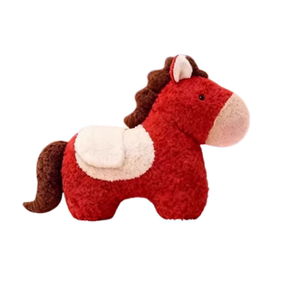 新年吉祥物马年抱枕异形毛绒玩偶沙发客厅装饰摆件靠枕礼物动物