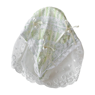 法式田园风三角巾温柔氛围感夏季百搭度假风头巾发箍一体包头发饰