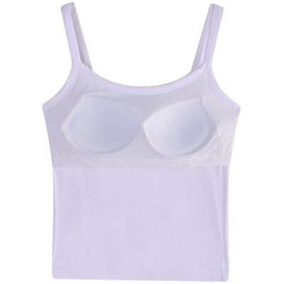 纯棉小香风带胸垫吊带背心女复古