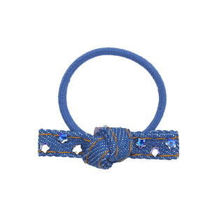 韩系粉色水钻牛仔蝴蝶结发夹儿童发箍精致爱心发卡宝宝发圈头饰女