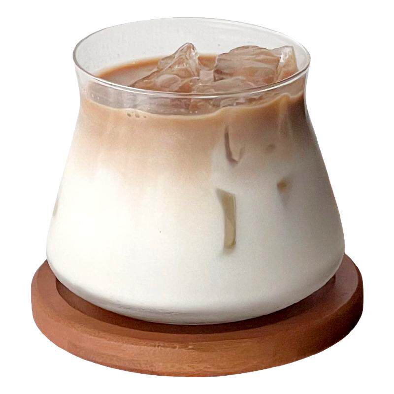 复古家用反口玻璃咖啡杯搭配杯垫