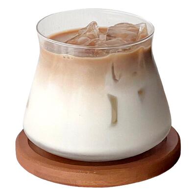 复古家用反口玻璃咖啡杯搭配杯垫