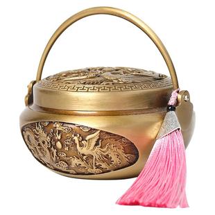 龙凤呈祥纯黄铜暖手炉取暖家用室内婚庆用品铜火铳结婚陪嫁旺夫炉