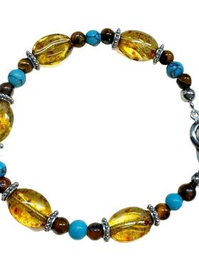 DH7复古黄咖啡豆水晶珀胶囊手链